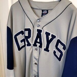 Big Boy Headgear Men's NLBM Jersey size 4X Gray with  Blue & White accents.